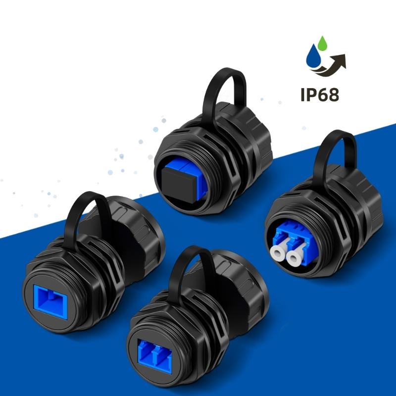 Водонепроницаемый IP68 LC Оптоволоконный Соединитель Адаптер Разъем для Панельного Монтажа С Пылезащитной Крышкой Для Использования В Наружных Центрах Обработки Данных