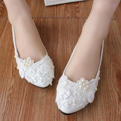 Элегантные белые туфли на плоской подошве для невесты и подружек невесты на высоком каблуке - удобные свадебные туфли большого размера