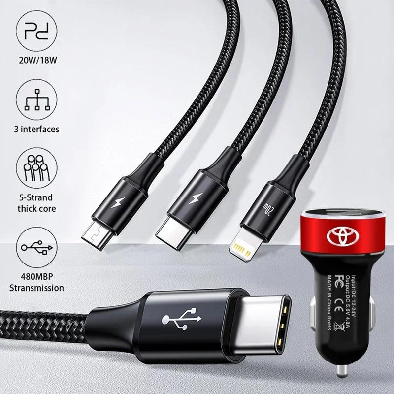 Автомобильное зарядное устройство 2 USB порта Быстрая зарядка Цифровой дисплей Автоаксессуары для Toyota GR TRD Fortuner Chr Verso Prius Hiace Yaris Trd Camry