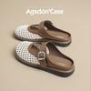 Augustine Baotou Slippers Women's 2025 New Summer Wear Woven Skirt Flat Bottom One Pedal Cool Slippers