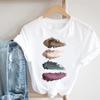 Unisex Summer Fashion Tshirt Short Striped Make Up Printing Spring Sleeve Lady Print Tee Top FeUnisex Clothing Casual Graphic T-shirt