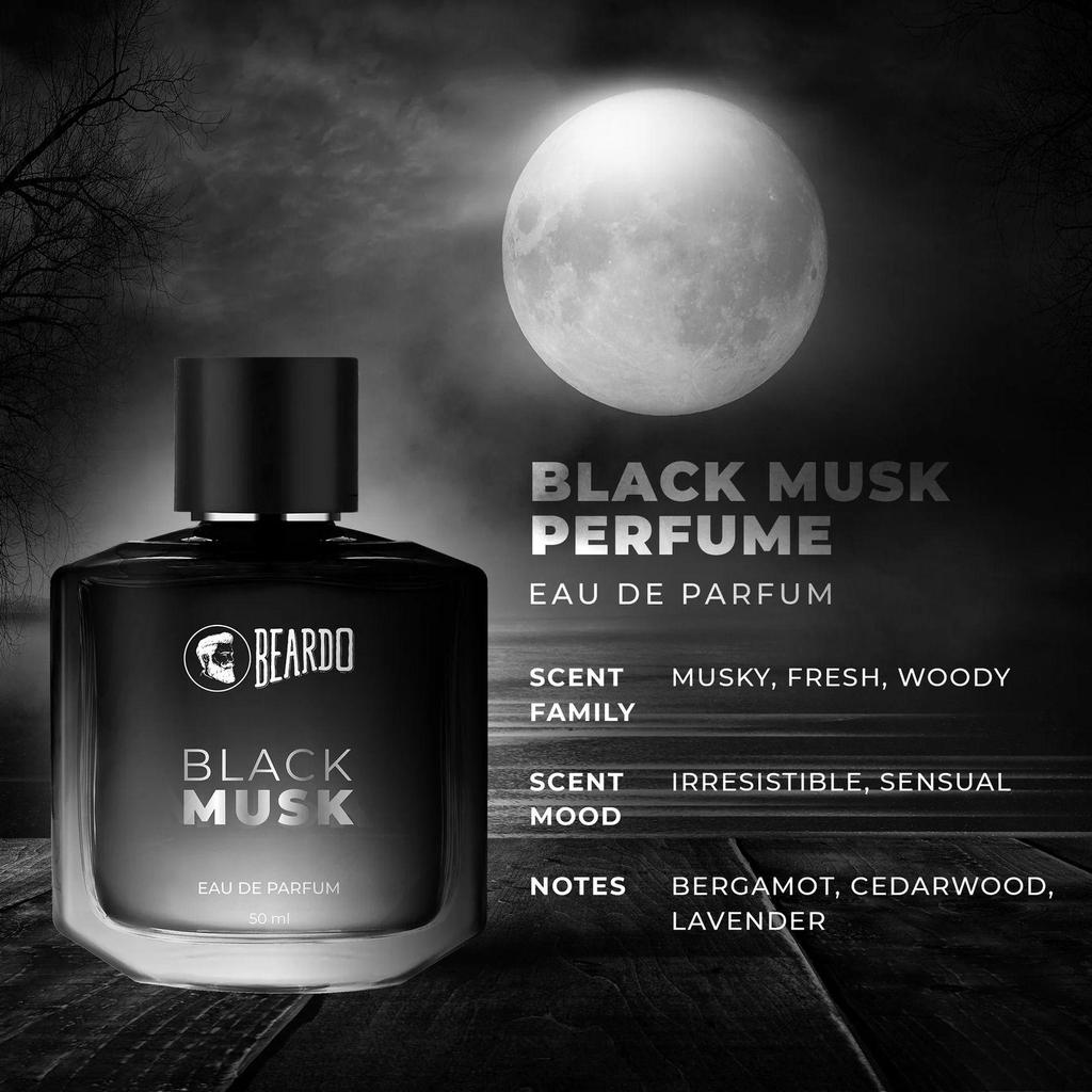 Beardo Black Musk Eau De Parfum For Men, Musky, Woody Perfume, Long Lasting, Date Night Fragrance, Body Spray, 100ml