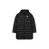 Solid Logo Print Sports Long Hooded Down Jacket Women Outerwear Black DR1588-010