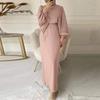 Southeast Asian Fashion Lantern Sleeves Waist Hip Crewneck Long Sleeve Women's Dress Plus Size