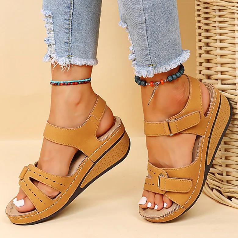 Sandals For Women 2024 New Soft Bottom Wedge Heels Sandals Summer Platform Sandalias Mujer Elegant Wedges Women's Sandals Shoes