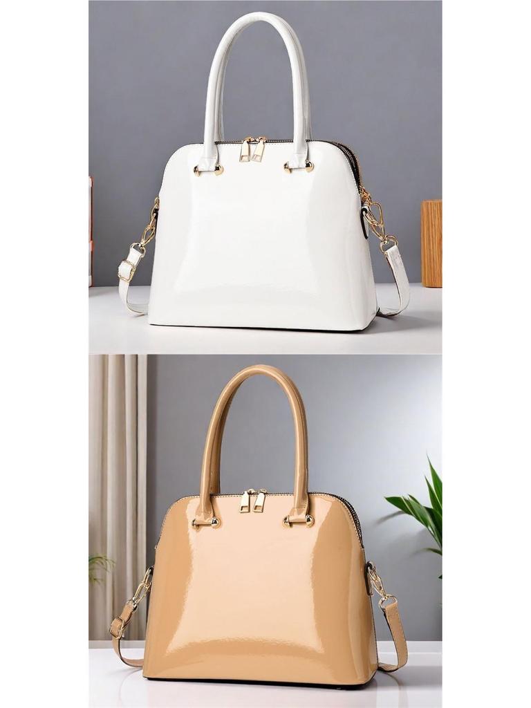 Женская лаковая сумка-тоут 2025: Универсальная европейская и американская модная сумка, ручная, на плечо или через плечо, красного и черного цвета.