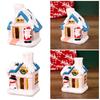 Christmas Mini Snow House Figurine LED Lighted Miniature Cottage Decoration Tiny Resin Winter Village Ornament for Xmas Scene Desktop Decoration