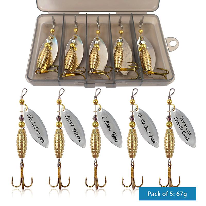 5/10 шт./коробка Блесна-вертушка Блестки с тройником Металлическая блесна Ложка Твердая рыболовная приманка с коробкой для рыболовных снастей Подарок на День отца
