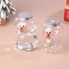 Cute Christmas Bear Water Bottles Transparent Juicing Beverage Drink Bottle Milk Tea Bottle Coffee Juice Portable Drinking Cup