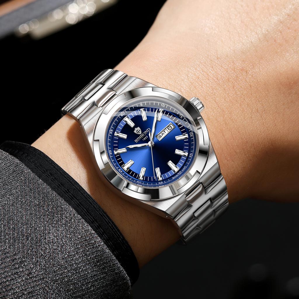 Fashion Mens Watches Luxury Casual Waterproof Watches Luminous Hands Business Date Quartz Stainless Steel Men Watches