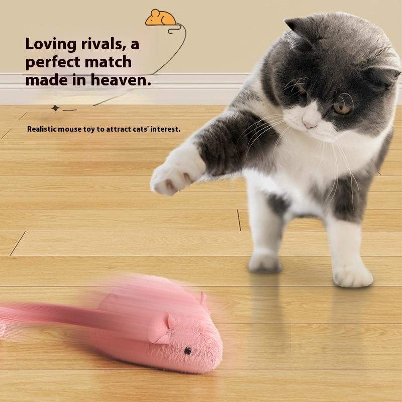 1Pc Cat Toy With Night Fluorescence Simulation Mouse Interactive Plush Mouse Cat Self Entertainment Indoor Pet Cat Toy