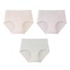 Yiershuang Women's High-Waisted 7A Antibacterial Cotton Crotch Briefs (3-Pack)