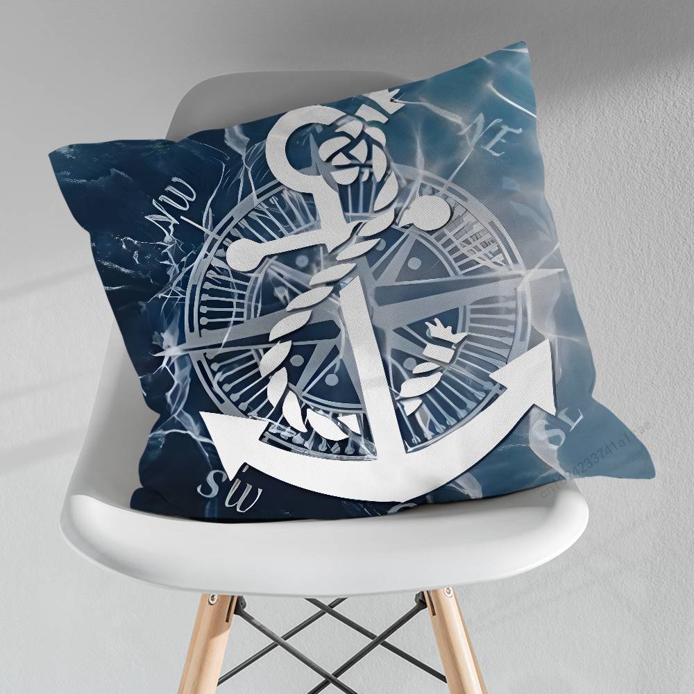 Boat Ship Art Anchor Various Sizes Square Pillow Case For Car Home Bedchamber Decor Birthday Gift