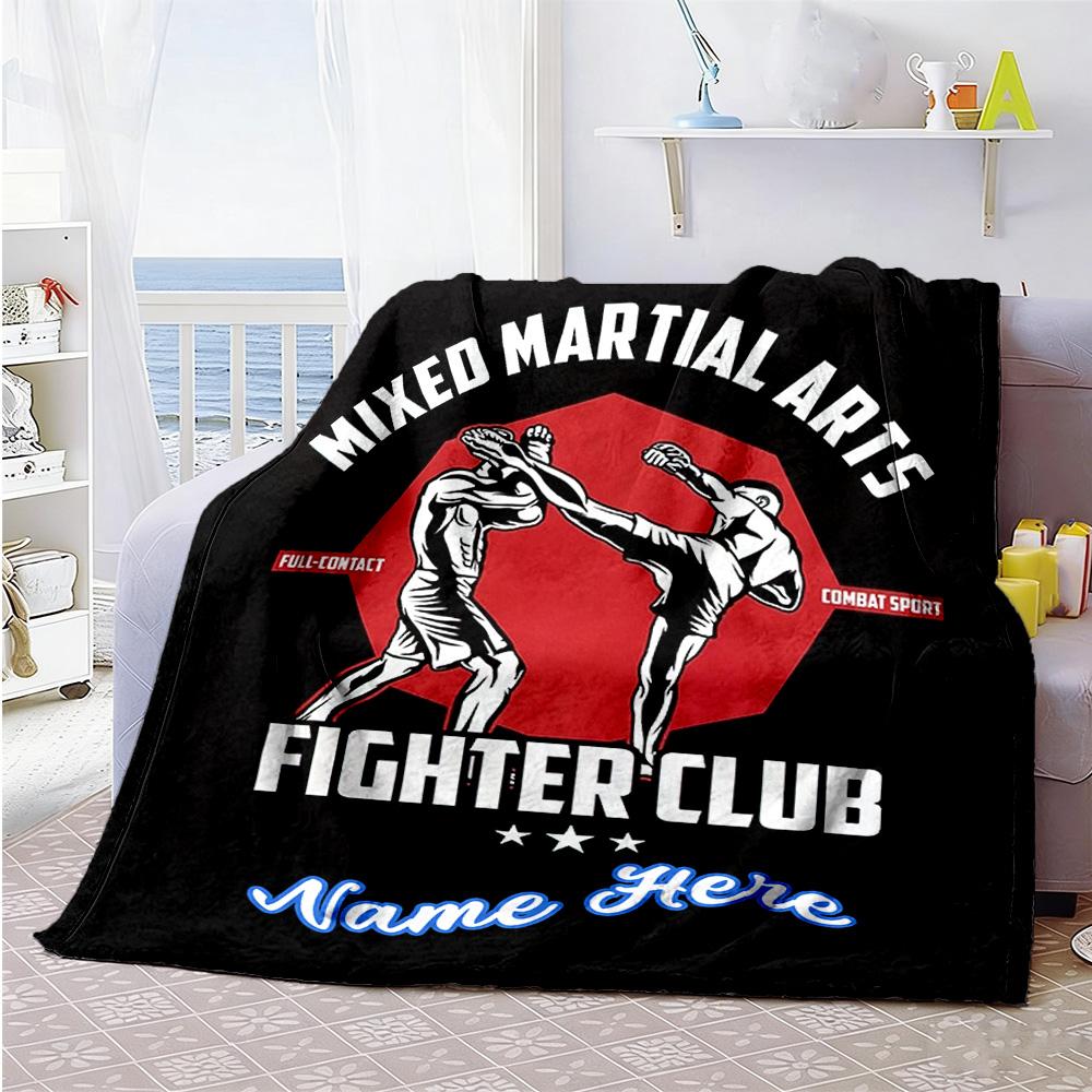Martial Arts Customize Your Name Blanket Cozy Personalized Blanket Ultra-Soft for Living Room Sofa Home Decor Seaside All-Season Use