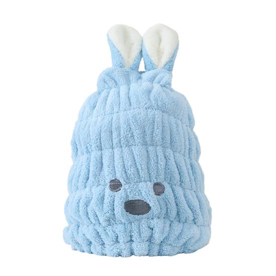 Детская шапочка для сушки волос Супермягкая Водопоглощающая Коралловый флис Полезный Дизайн кролика Быстросохнущая Детская шапочка для мытья головы Полотенце-обертывание для волос KTY