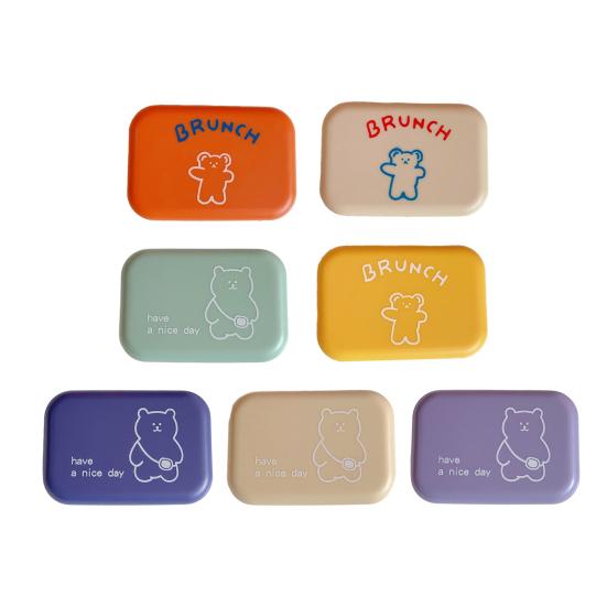 Cute Contact Lens Case Portable Portable Double Box with Tools Bear Print Lens Holder Easy to Carry Spill-proof Lens Storage for Daily Use Travel