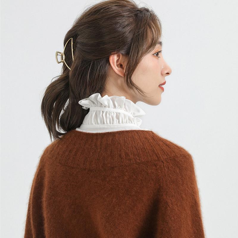 Women Fake Collar Ruffles Stand Bowknots Shirt Detachable Doll Shawl for Women Big Lapel False Collar Lace Necklace Fuax Cols
