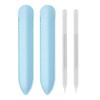 2Pcs/Set Glass Cuticle Pusher Nail File Glass Manicure Stick with Cleaning Double Sided Imitation Leather