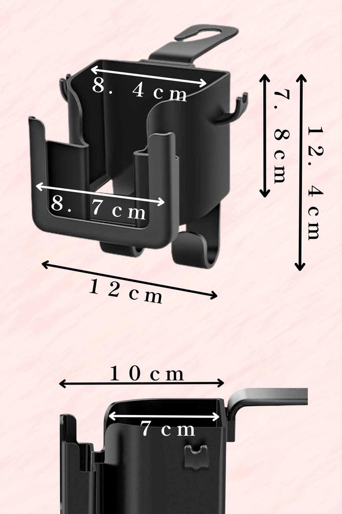 Набор из 2 подстаканников для автомобиля на подголовник заднего сиденья, держатель для телефона/напитков с крючками, черный