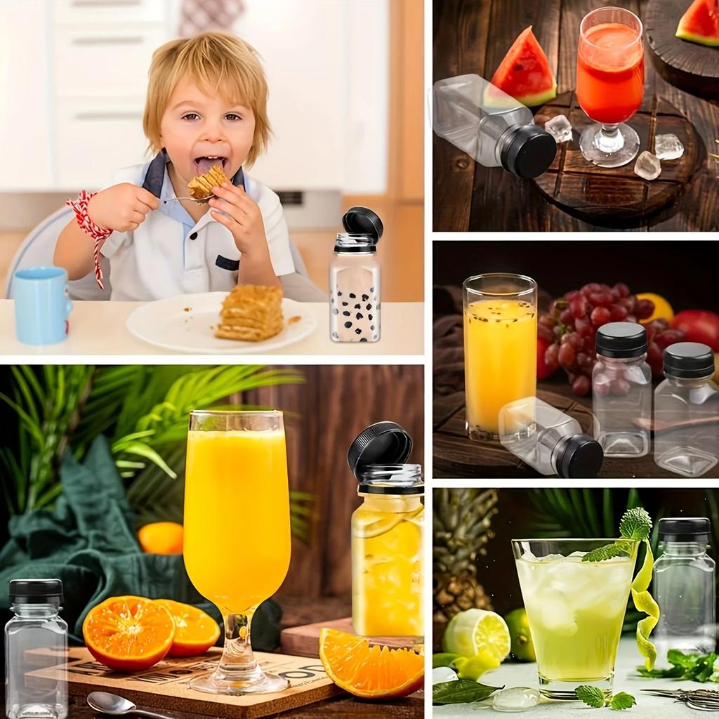 10 шт. прозрачных пластиковых бутылок для сока без BPA, герметичные многоразовые бутылки для домашних напитков, прочные контейнеры для сыпучих продуктов