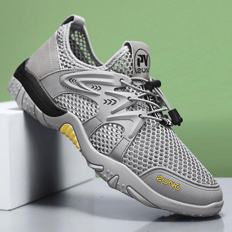 2025 лето новые кроссовки для ручья мужские быстросохнущие с крупной сеткой эластичная лента обувь для ходьбы по воде полая дышащая сетка спортивные сандалии