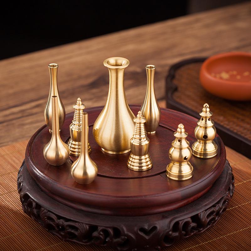 Antique Brass and Copper Mini Vase for Desktop Flower Arrangements