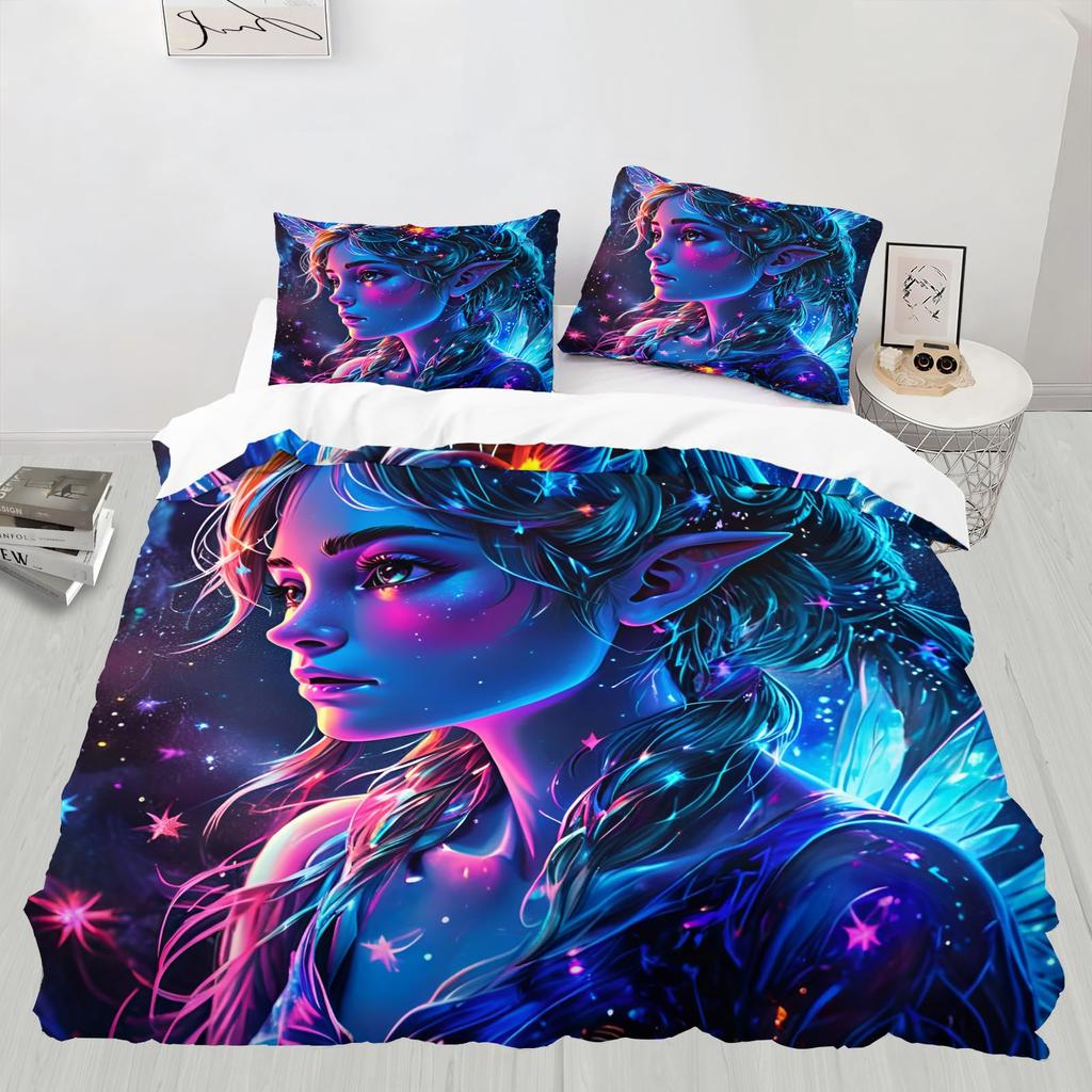 Fairy Duvet Cover Set For Girls Queen Twin Size Lightweight Down Quilt Covers Bedroom Decor 2 Pillowcases 1 Duvet Cover No Quilt