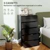 5-Drawer Wooden Chest of Drawers, 55x34x100 cm, Black