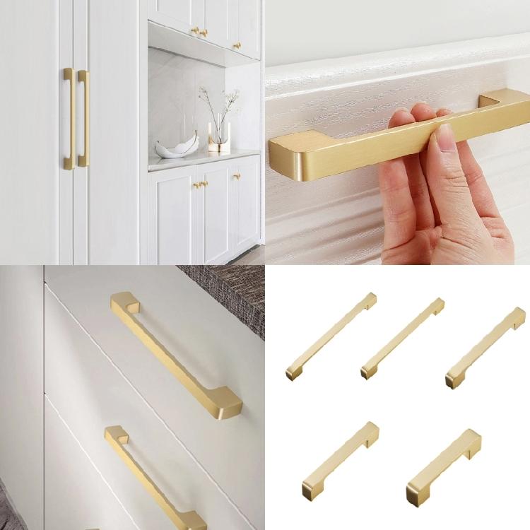 Furniture Decorative Handle Long Square Brass Dressers Knob Simple Bedside Cabinet Pull Wardrobe Handle Easy to Install