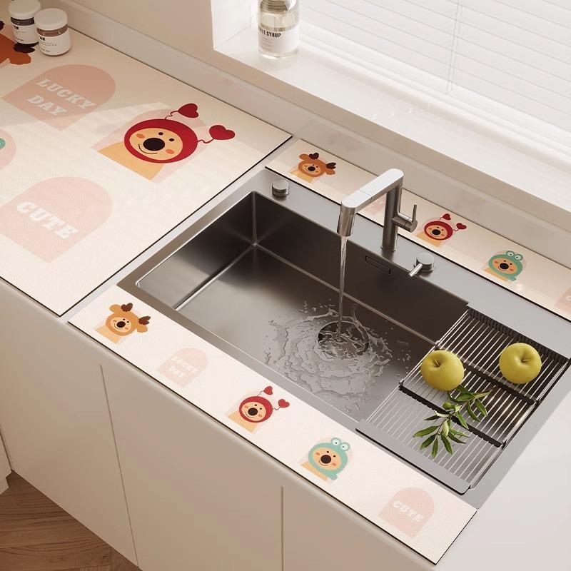 3 шт. Кухонный смеситель Диатомовая земля Пробка для воды Коврик для слива Впитывающий коврик для столешницы в ванной Длинная узкая подставка-костер