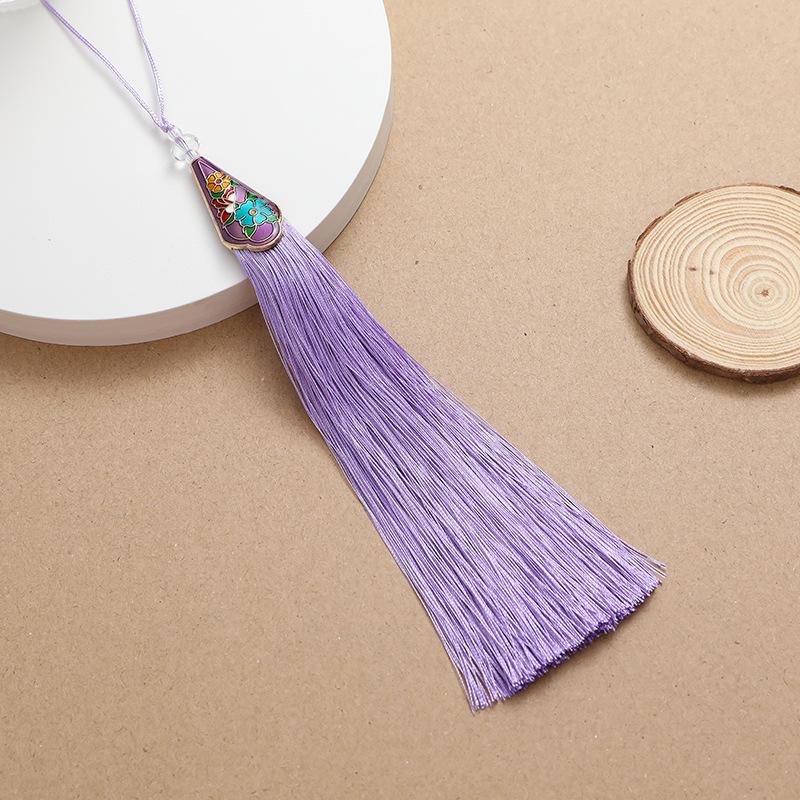 Chinese Classic Tassels Delicate Ethnic Style Flower Metal Frame Pendants DIY Handicraft Ornaments Key Ring Decoration