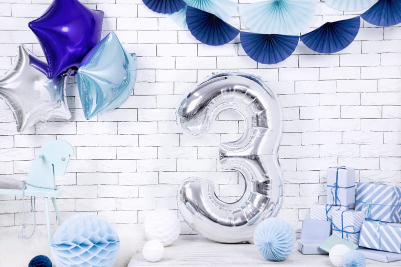 Balon Foliowy Cyfra "3" Srebrny 86 Cm