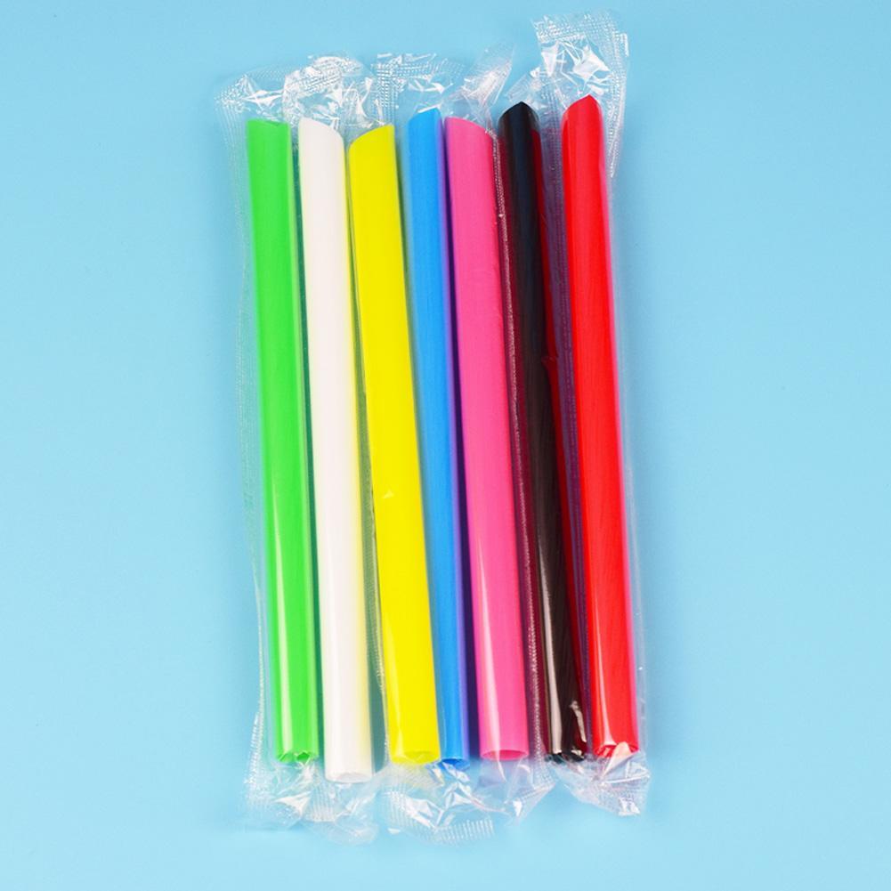 100PCS Disposable Jumbo Colored Straw Pearl Milk Tea Bubble Tea Juice Drink Beverage Drinking Straw Party Supplies 19cm