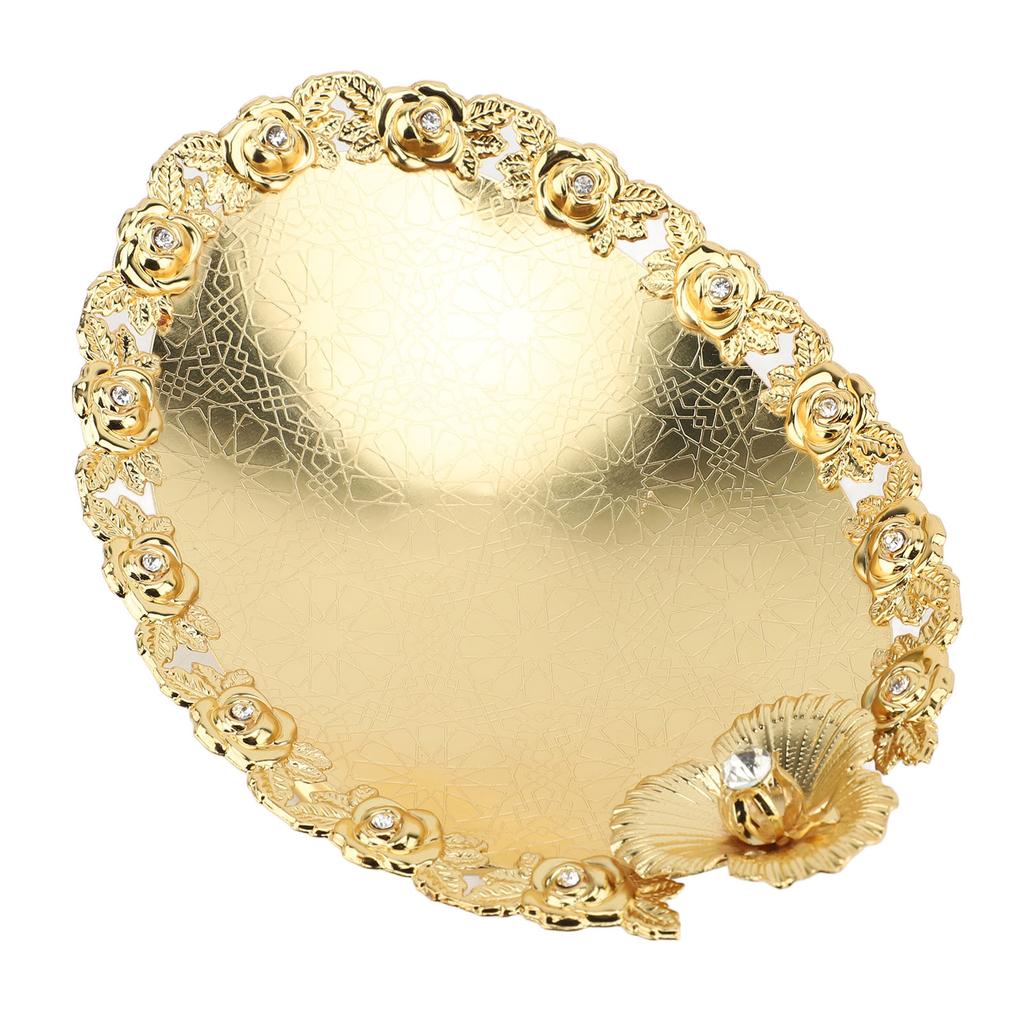 Европейская подставка для торта, золотой поднос для фруктов, сервировочная тарелка для конфет, овальная тарелка для хранения закусок и десертов для дома