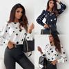 2023 Women's Autumn Polka Dot Long Sleeve Round Neck Blouse