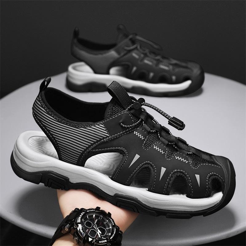 Fashion Summer Men's Sandals Fashion Outdoor Non-slip Men's Beach Sandals Breathable Genuine Leather Men's Shoes Fashion Men Sneakers