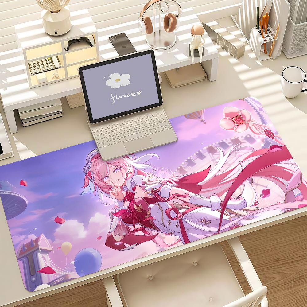 Game Genshin Impact Elysia Mouse Pad Anti Slip Rubber Edge Locked Thickened Laptop Gaming Desk Mat