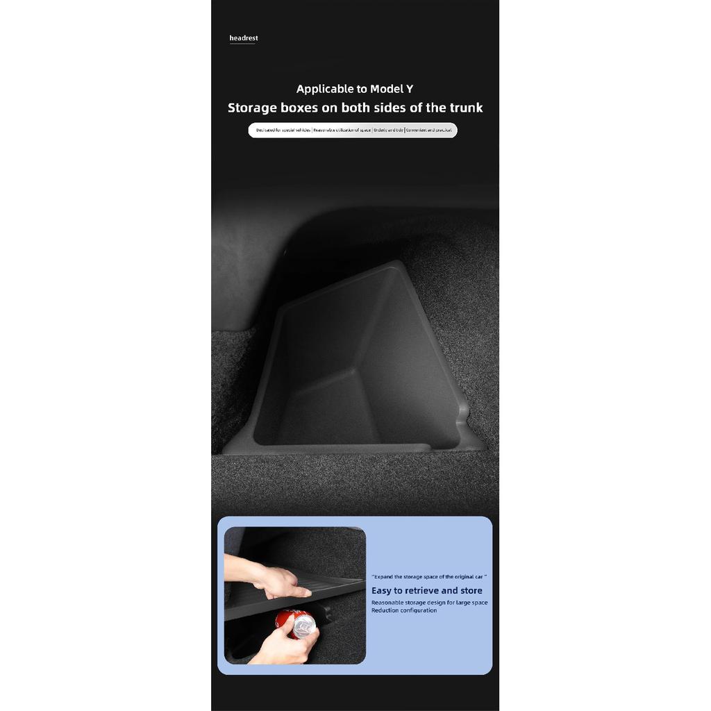 LUCKEASY For Tesla Model Y Car Rear Trunk Storage Box Organizing Tidying Storage Box Auto Interior Accessories 2022-2024