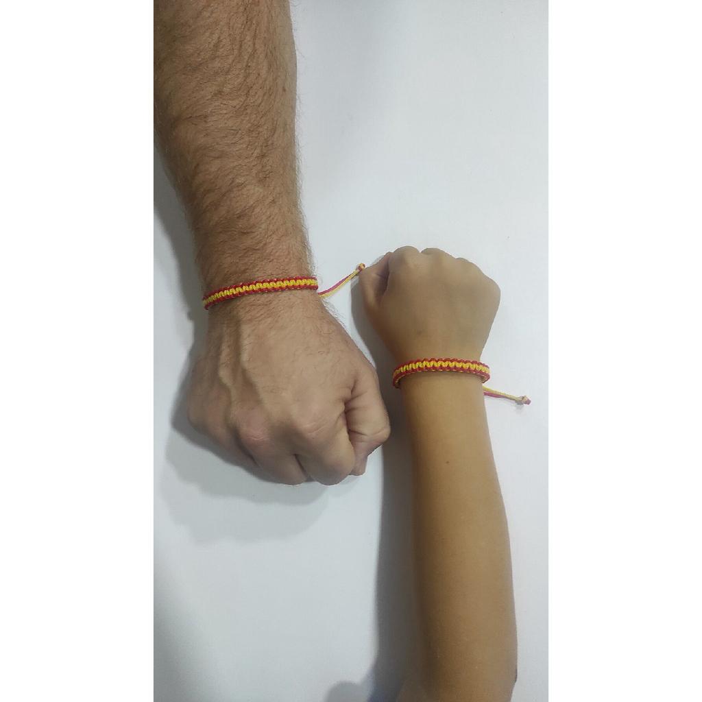 Фанат Отец - Сын Комбинированный вязаный браслет макраме, Желтый, Красный, Галатасарай, Гзтепе