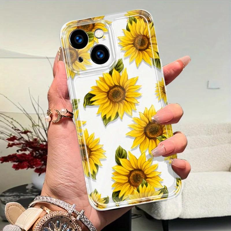 Прозрачный чехол для телефона с графикой подсолнуха для iPhone 16 15 11 12 14 13 Pro Max Mini X XS XSMax XR 7 8 Plus SE4 16e Силиконовые чехлы Fundas