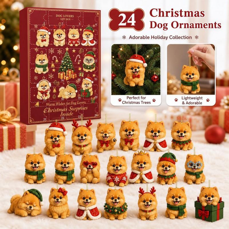 Christmas Pomeranian Advent Calendar Blind Box 24pcs Festive Decor Pet Lovers