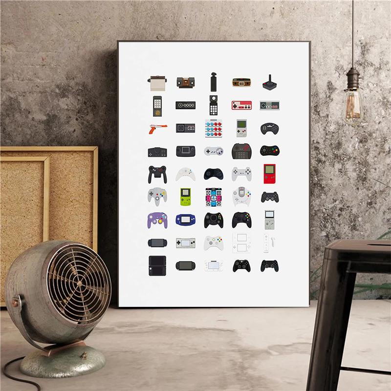 Контроллеры для видеоигр, холст, картина, ручная игровая консоль, постеры, принты, настенные художественные картинки для гостиной, Настенный декор, Cuadros