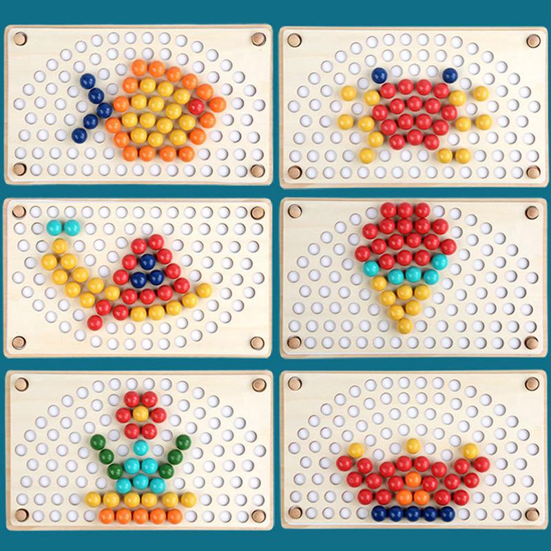 Детская игрушка, зажим для бисера, бусина для тренировки мелкой моторики, настольная игра, деревянная Монтессори, классификация цветов, многоуровневая развивающая Рождественский подарок