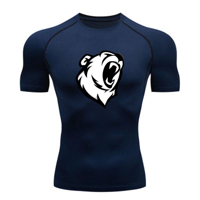 Men's Quick Dry Compression Athletic T-Shirt, Angry Bear Gra