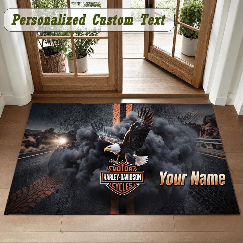Crystal Velvet Square Rug Custom NameHarley-Davidson Pattern Non Slip Home Floor Decor Rug