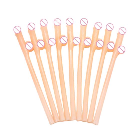 10 шт., соломинки для девичника, одноразовые, реалистичные, безопасные, пищевой, декор для ночного бара, пластиковые многоцветные соломинки для пениса, обнаженного члена