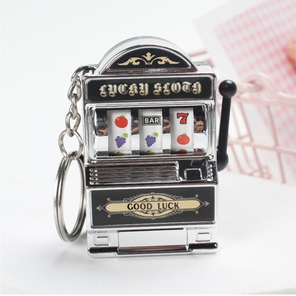 Funny Lucky Jackpot Keyrings Mini Fruit Slot Machine Keychain Slot Machine Key Chains Gift Pendant