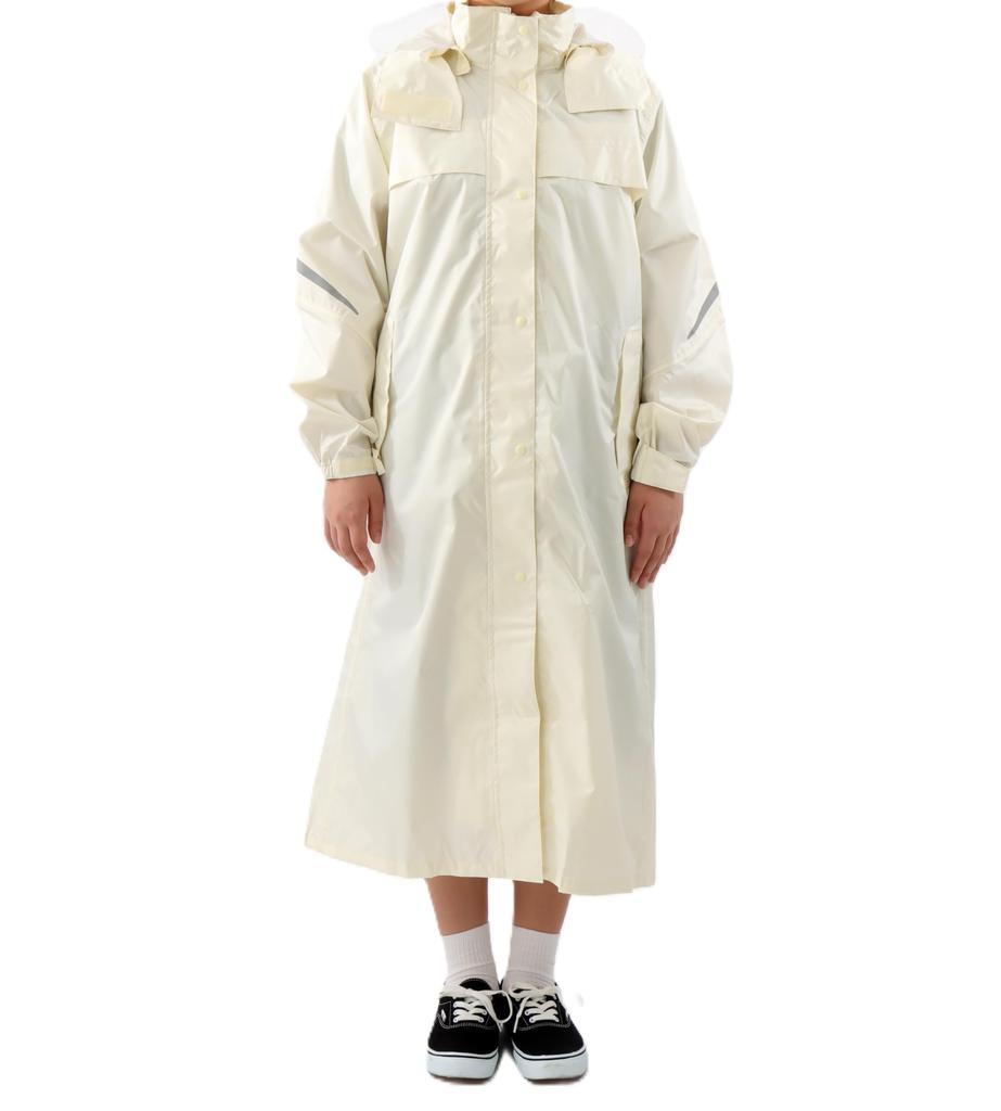 Winter Cherry Raincoat, Rain Tack Raincoat II, Helmet-Compatible Hood, Backpack Compatible, 3370, Ivory, 125cm (Length)