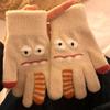 Cartoon Plush Winter Gloves Thickened Five Finger Gloves Fashion Warm Gloves  Women Girls
