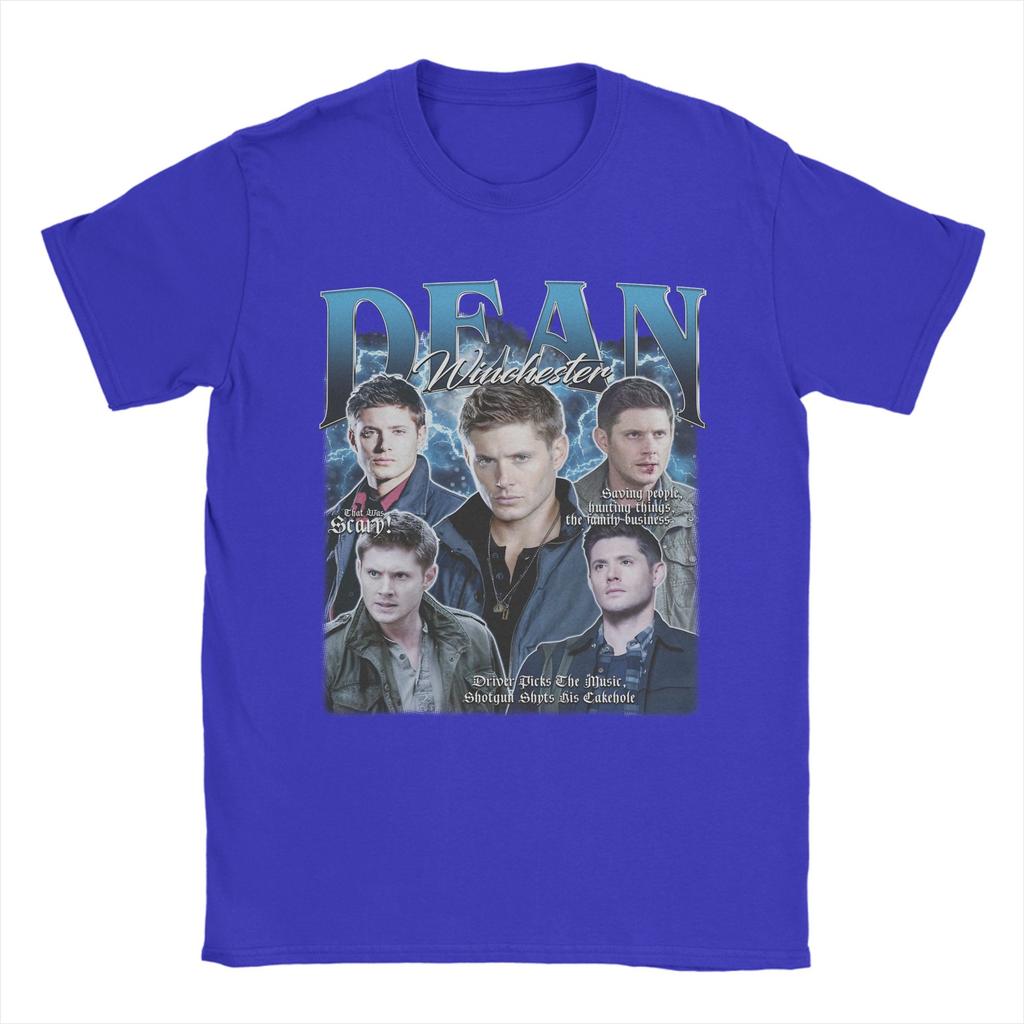 Мужские футболки Dean Winchester Supernatural Хлопковая одежда Повседневные футболки с коротким рукавом и круглым вырезом Идея для подарка Футболка
